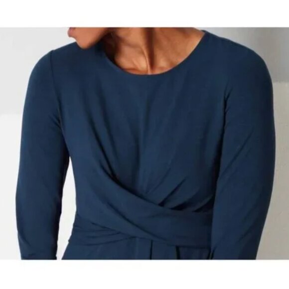 J.Jill Wearever Collection Rich Navy Blue Criss-Cross Dress, Small Petite - Picture 2 of 10